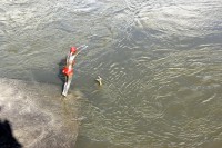 Socha p�i skoku do �eky Vardar